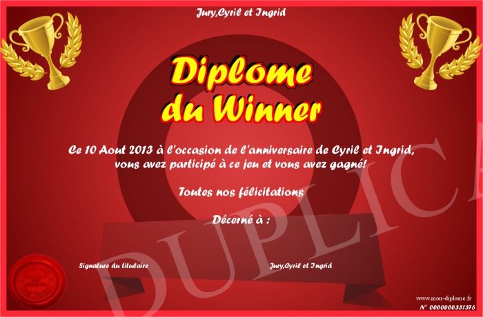 diplome winner
